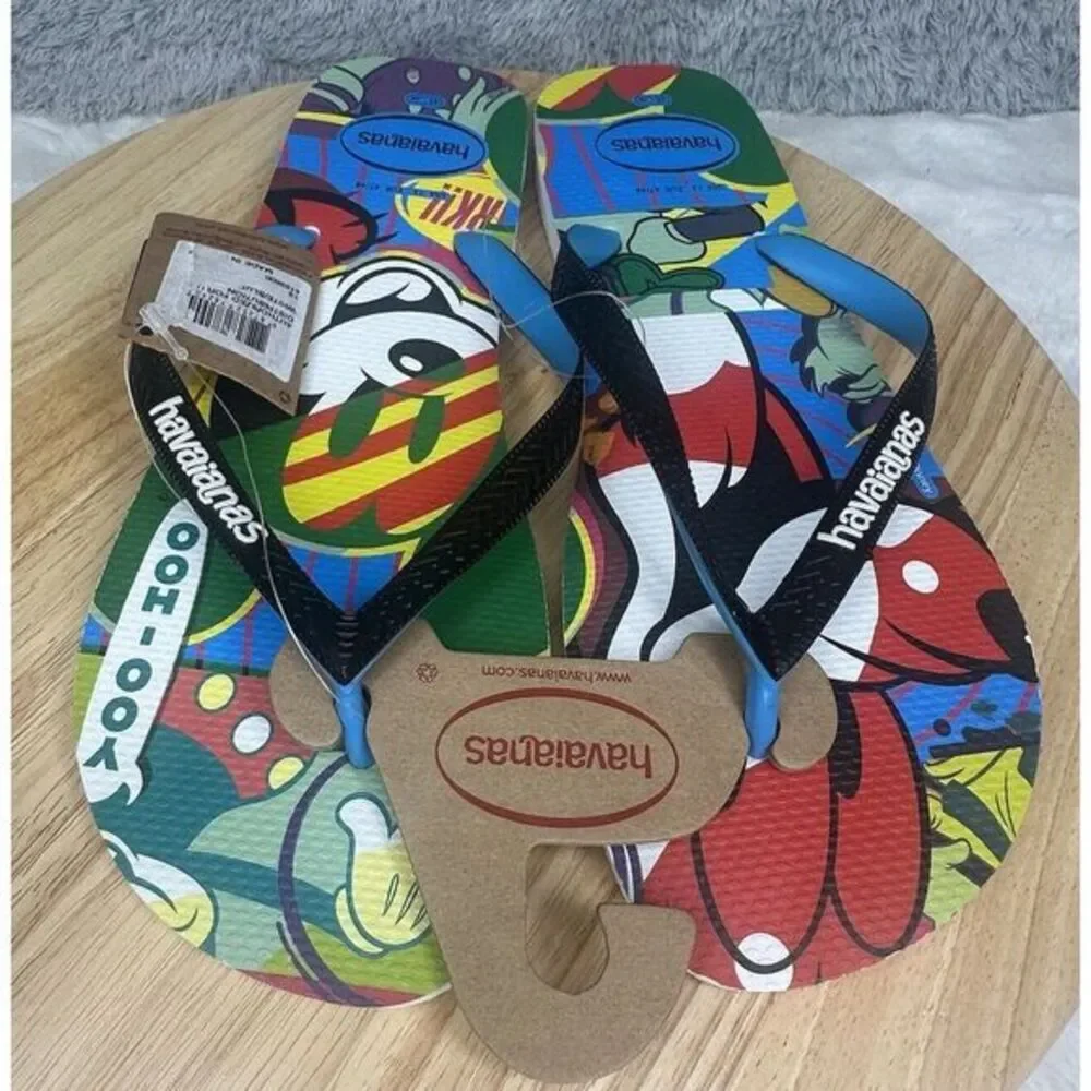 Havaianas Thongs Flip Flops‎ Disney Colorful Mickey Mouse Pluto SZ 13